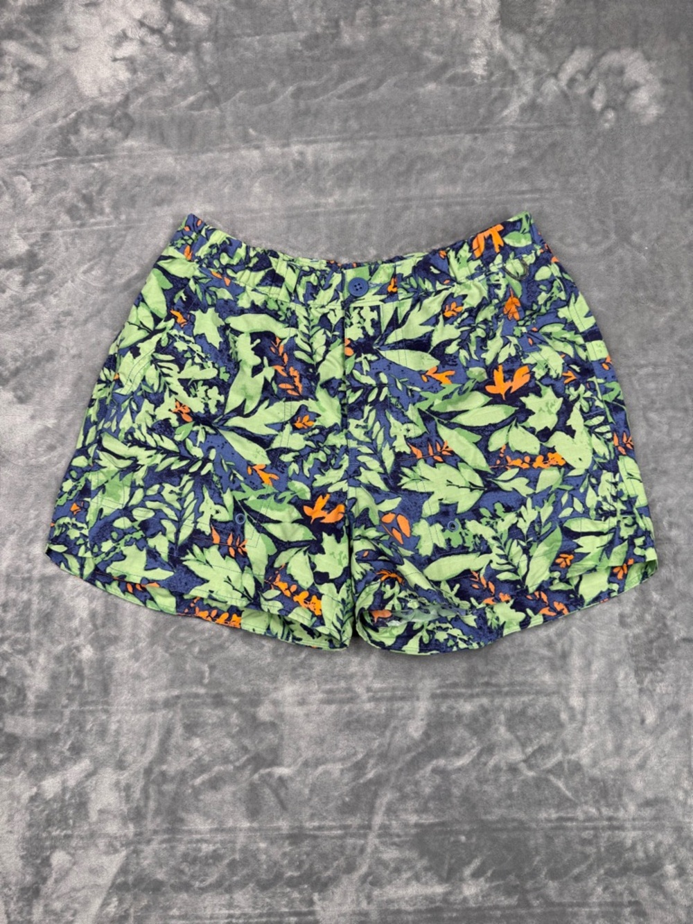 REI CO-OP Tropical Leaf Print Athletic Shorts in Green & Navy